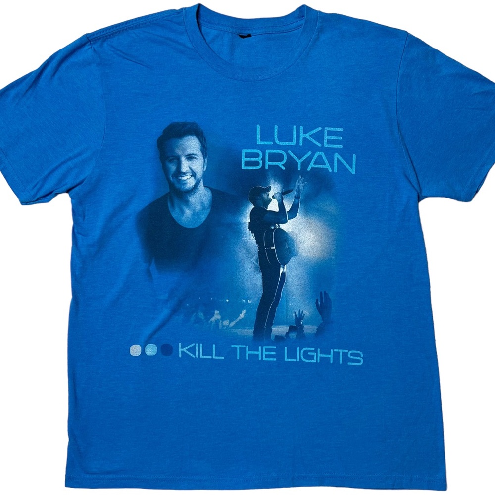 Luke Bryan Kill The Lights Tour Graphic T-Shirt in Blue Unisex Sz M *Measured